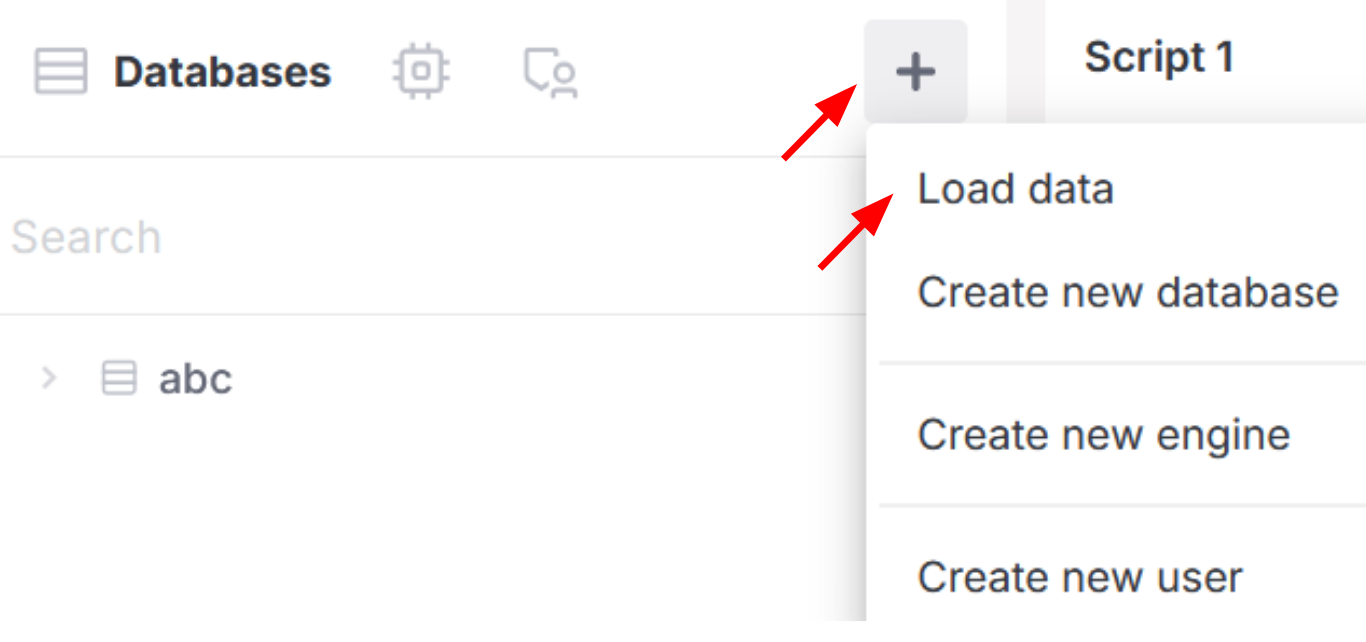 To launch the wizard, select the plus icon in the left navigation pane of the Firebolt Workspace.