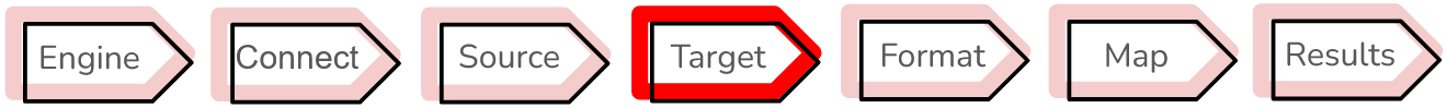 The next step in the wizard is to specify a data target.