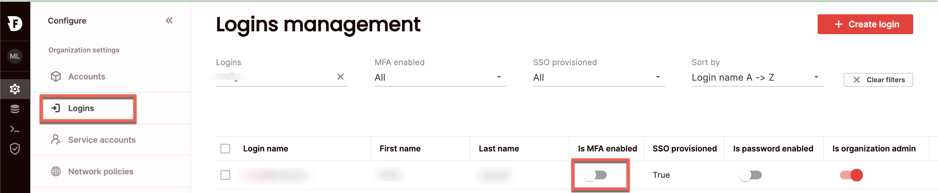 Configure > MFA