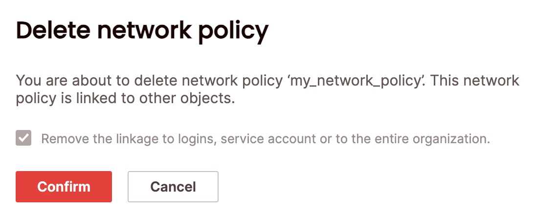 Delete network policy