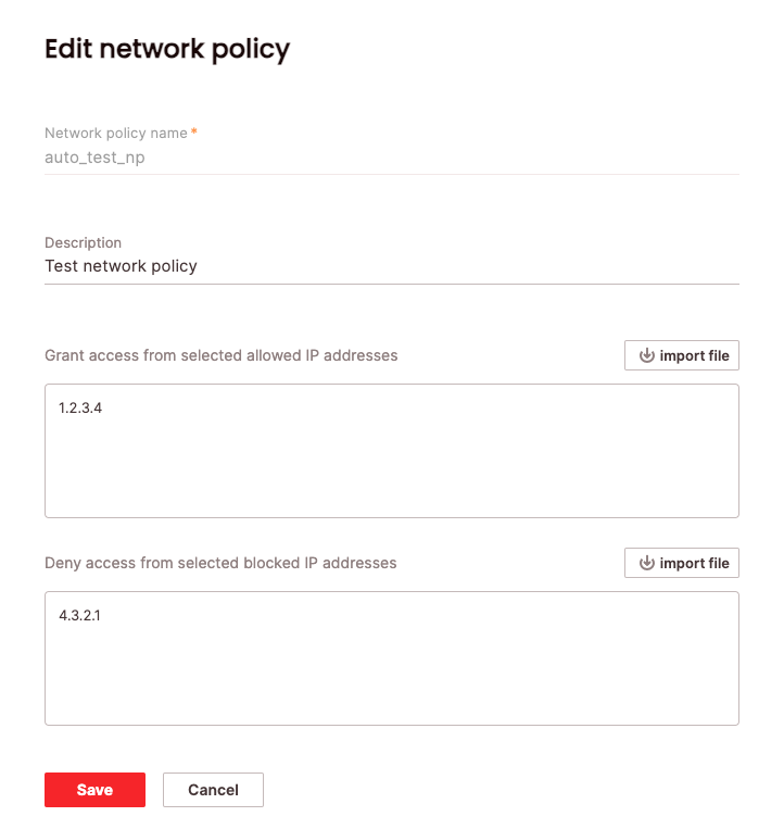 Edit network policy